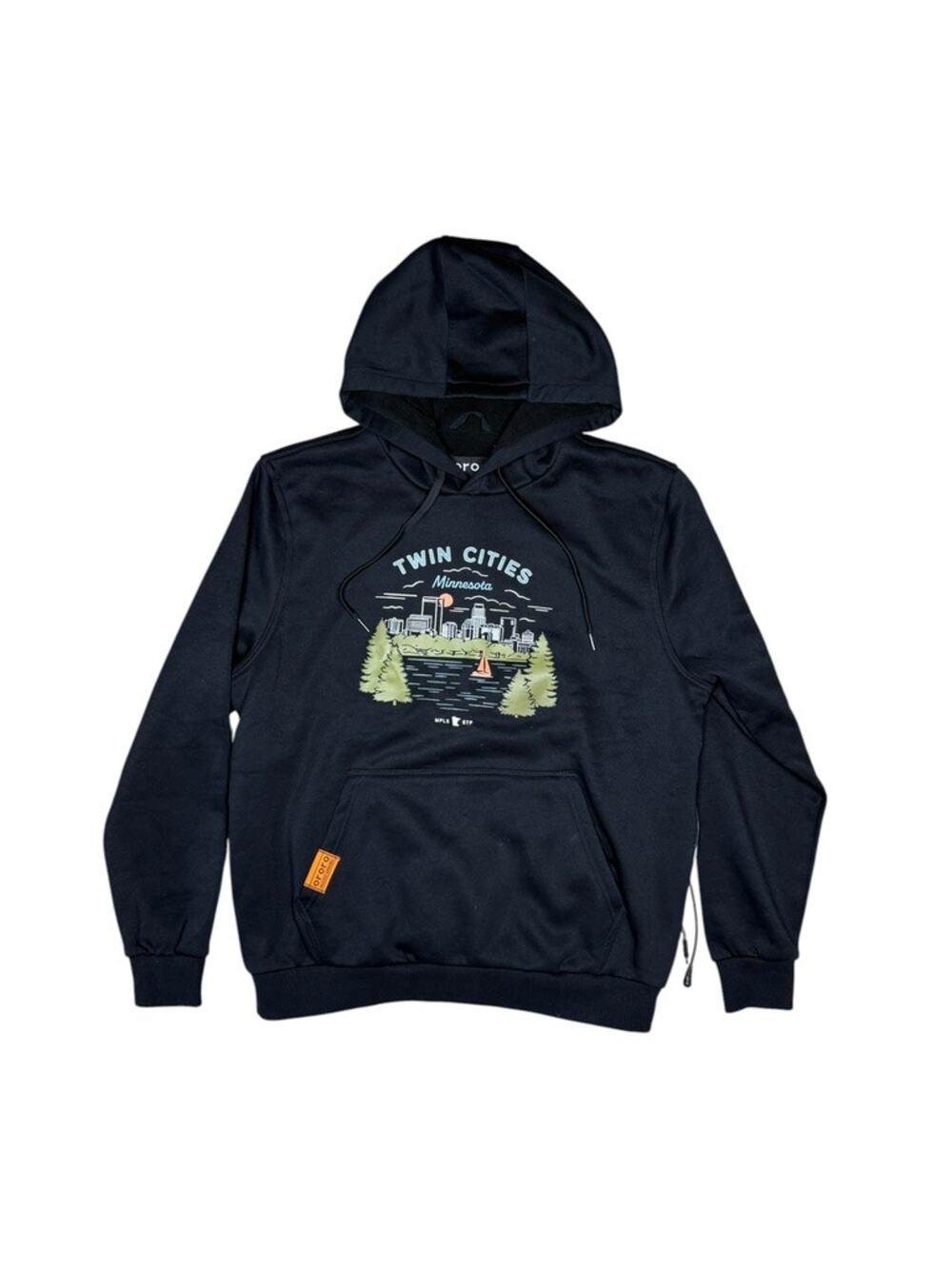 Ororo Heated Apparel Twin Cities Minnesota Black Graphic Hoodie Size Large NWOT